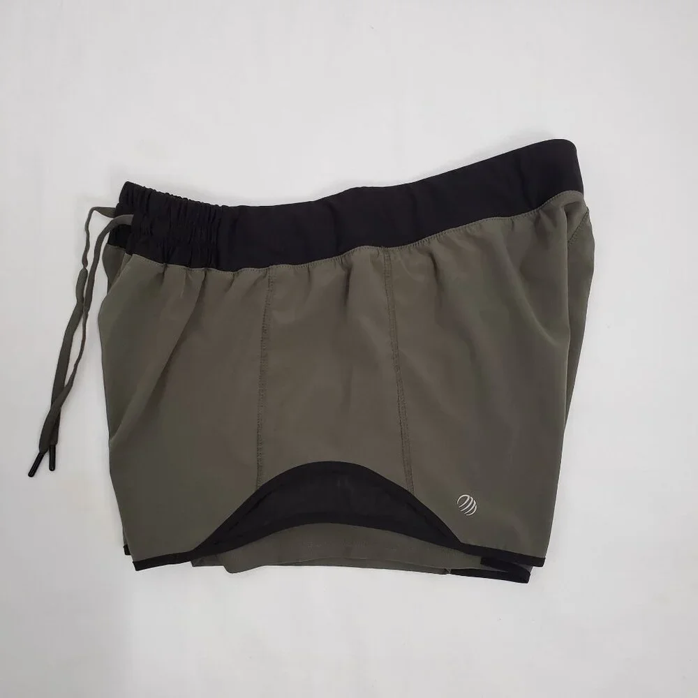 MPG Women's‎ Olive Combo Athletic Training Running Retro Run Shorts Size Large - Picture 6 of 11